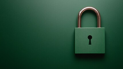 Naklejka premium Secure Green Padlock on Dark Green Background Privacy Protection Concept
