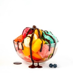 Colorful Ice Cream Delight in Glass Bowl