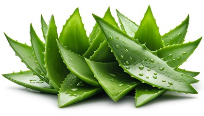 Fresh Aloe Vera Leaves with Water Droplets