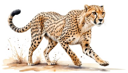 Cheetah Running Through Water