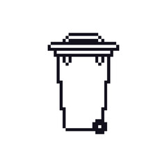 pixel art trash icon with black color ,good for your game asset and project.
