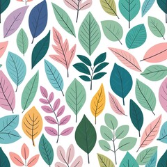 Pastel Leaves Seamless Pattern