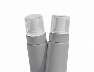 Grey pump bottle   Suitable for   mockup. showcasing cosmetics packaging design in clean, elegant presentation.