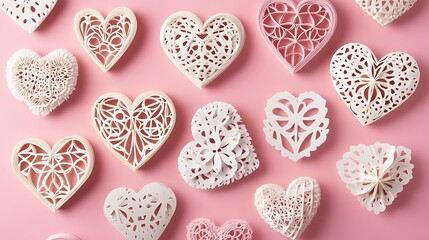 Lacy Hearts Pink Background.