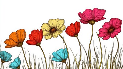 Obraz premium Hand-Drawn Floral Designs with Ample Copy Space