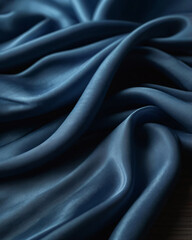 Fototapeta premium The blue silk fabric is beautifully textured and elegant.