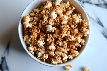 Delicious Spicy Brown Caramel Popcorn in Bowl