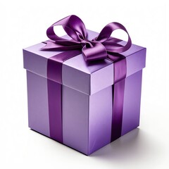 Obraz premium Purple Gift Box with Satin Ribbon