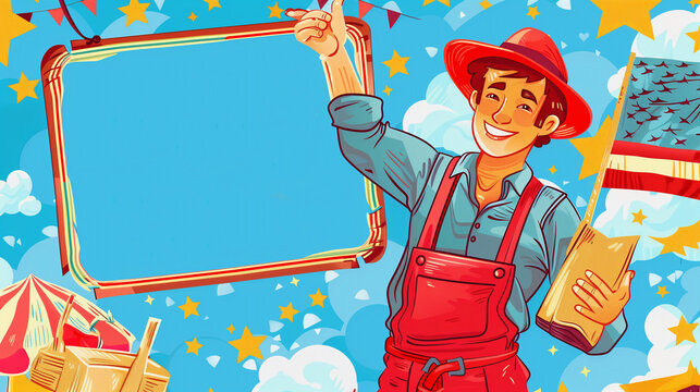  Labor day greeting card illustration with celebratory text and design elements