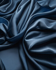 Fototapeta premium The blue silk cloth showcases a smooth, refined surface.
