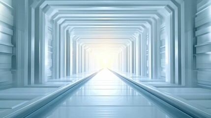 Obraz premium Futuristic Light Tunnel with Sleek Walls and Bright Horizon