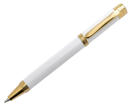 Elegant White Pen with Gold Accents for Professional Writing Use