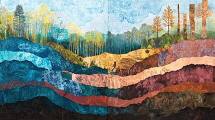 Abstract landscape with layered textures