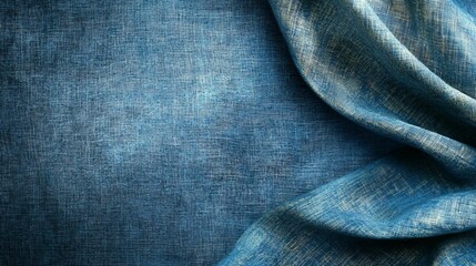 Naklejka premium Textured Blue Fabric With Soft Drapes and Subtle Highlights
