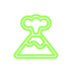 Icon volcano from the flow of energy of green color. Shimmering neon