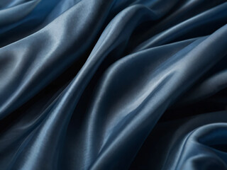 Fototapeta premium Blue silk drapes elegantly with subtle patterns.