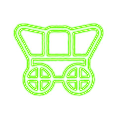 Icon wagon covered from the flow of energy of green color. Shimmering neon