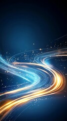 Obraz premium Dynamic Light Trails on a Deep Blue Background Creating Motion Effect