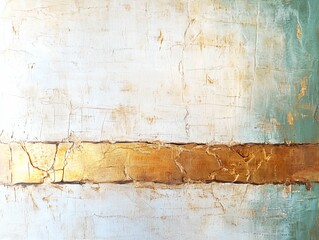 Fototapeta premium Abstract Art with Gold Leaf Texture on White and Teal Background