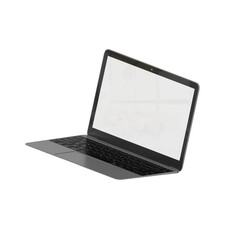 Laptop with a blank screen suitable for video editing, digital design, chroma keying, remote work, and software tutorials showcasing.