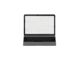 Laptop with a blank screen suitable for video editing, digital design, chroma keying, remote work, and software tutorials showcasing.