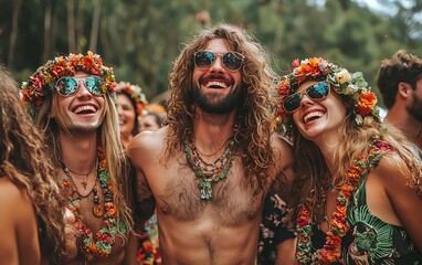 Fototapeta premium Happy Young Adults at Summer Music Festival