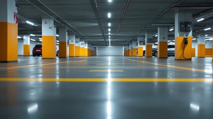Electric Vehicle Charging Stations in Modern Garage