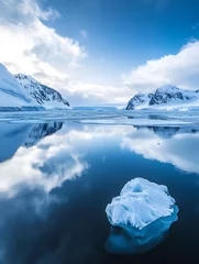 Fleecedeken met foto A scenic view of a quiet lake on the Antarctic glaciers © HUAMEIO