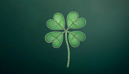 Emerald Four-Leaf Clover on Dark Green.
