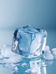Obraz premium Close-up of transparent ice cubes: A cool and refreshing picture for social media