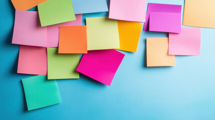 Stationary background, A vibrant stack of colorful sticky notes on a soft pastel background, perfect for creative projects or office use.