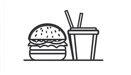 A simple graphic representation of a hamburger and beverage