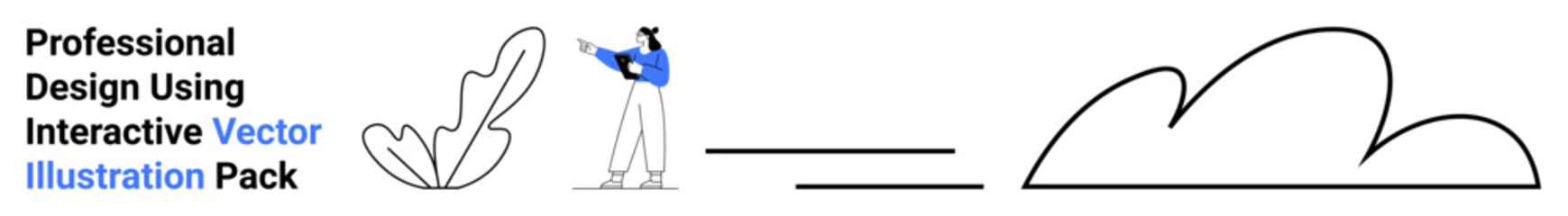 Man drawing abstract shapes, creative sketching process, lines, leaf, and cloud design elements. Ideal for creativity, design, art, brainstorming collaboration digital focus content creation flat