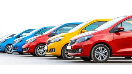 Obraz premium Colorful Family Vehicles in Parking Lot