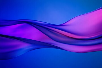 abstract blue background, Dark blue background with purple and pink wavy ribbons in the foreground, minimalist style, soft lighting, dark blue gradient background, simple and elegant style,