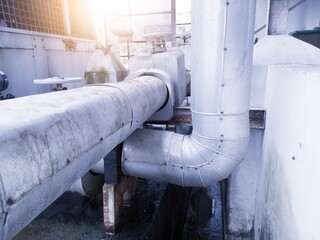 Installation of water insulation pipe on water chiller system.