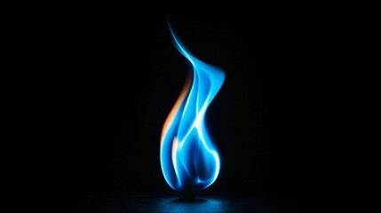 Blue flame burning dark background energy