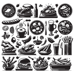 Restaurant food vector silhouette