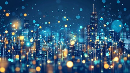Obraz premium Night Cityscape with Glowing Lights.