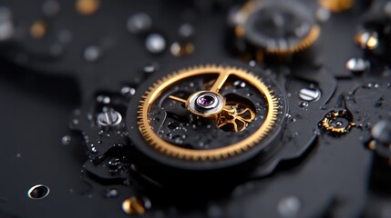 Detailed close-up of intricate watch movement gears