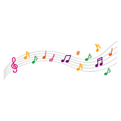 오선지 위에 있는 음표 벡터 일러스트