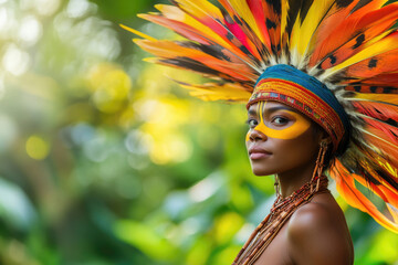 Naklejka premium Beautiful Papuan woman wearing traditional attire