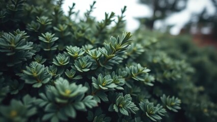 Close-up view of overlapping, dark teal-colored leaves or plant material