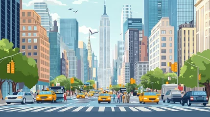 Acrylic prints NYC street view with sunny day.