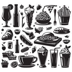 Restaurant food vector silhouette