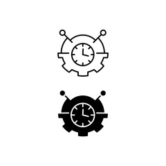 time management icon. with line style and black fill. diisolasi latarbelakang putih dapat diedit.