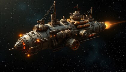 Steampunk Airship: A Journey Through the Cosmos