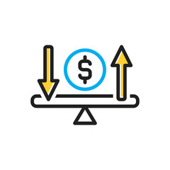 Multi color icon for economic