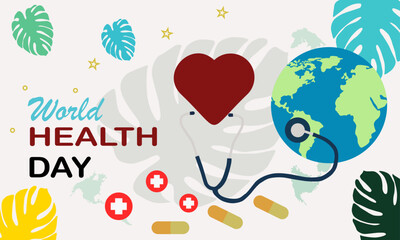 World Health Day Creative Concept Unique With Leafs