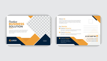 Corporate business or marketing agency double sided Landscape poster. Corporate business postcard template or EDDM postcard design layout, Business postcard, Invitation Design, white color background
